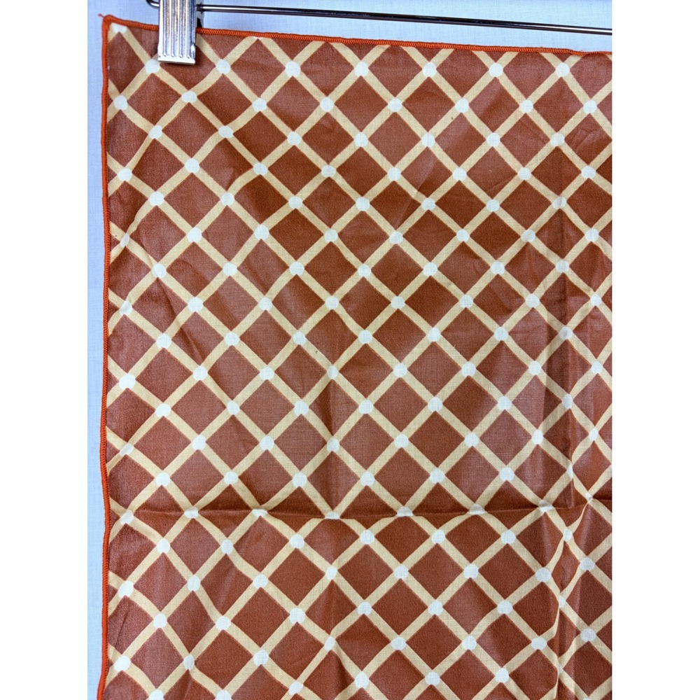 Set of 4 Terracotta Brown Lattice Print Cloth Napkins Autumn Harvest Table Decor - Picture 3 of 8